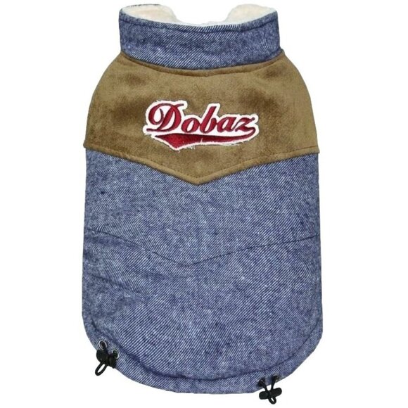 Dobaz Dog Coat XL (~14" See Desc) Denim Jean Jacket Fleece Lining New - Picture 1 of 4